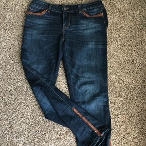 Leather trimmed jeans